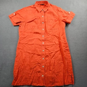 Jones New York Linen Shirt Dress Womens XL Orange Button Up Short Sleeve - Picture 1 of 6