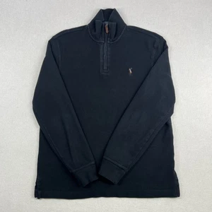 Polo Ralph Lauren Suéter Para Hombres Pequeño Negro 1/4 Cremallera Estate Costilla Pullover Algodón - Imagen 1 de 15