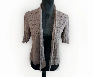 Eileen Fisher 100 % Wolle Strick Spitze vorne offen Cardigan Damen Gr. L Large - Bild 1 von 6