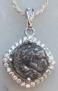 Alexander III der Große echte antike griechische Silber Obol Münze Halskette mit COA - Bild 1 von 10