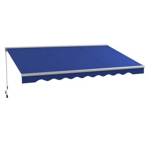 Outsunny 16.5' x 10' Electric Retractable Awning w/ LED Lights, Blue - Picture 1 of 11