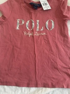Polo Ralph Lauren Girls Logo Short Sleeve Floral Tee Pink Size 6 NEW - Picture 1 of 4