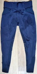 Equestriess Atelier Riding Pants M Navy Pinstripes Silicone Grip Full Seat Tight - Picture 1 of 9
