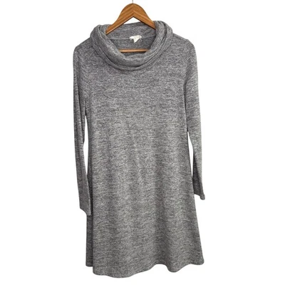 LOFT Lounge Womens Sweater Dress Medium Gray Cowl Neck Midi Long Sleeve - Image 1 of 4