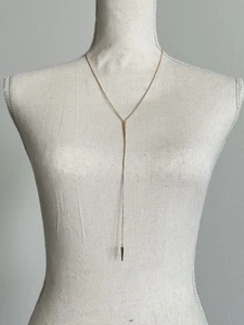 Kendra Scott Vivian Rose Gold-Tone Y Lariat Necklace w/ Pave Accents, Adjustable - Picture 1 of 5