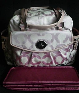 COACH SIGNATURE OP ART C PINK MULTIFUNCTION BABY DIAPER TOTE BAG SATCHEL WOW! - Picture 1 of 1