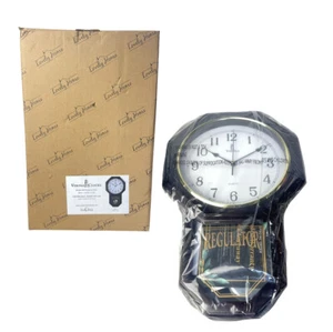Orologio da parete elegante Verona finitura legno scuro pendolo quadrante bianco NUOVO SCATOLA APERTA - Foto 1 di 9