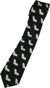 Halloween Gothic Emo Kostüm fliegende Fledermäuse schwarz Satin Gefühl dünne Krawatte Geschenk - Bild 1 von 2