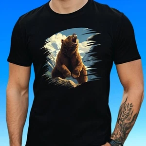 Camiseta Hombre Oso Rugiente Motivo Algodón Talla S a 5XL - Imagen 1 de 1