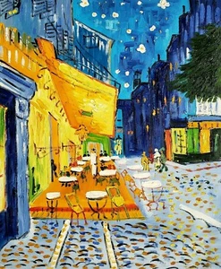 Estirado 20x24 - Café por Van Gogh - Pintura al óleo sobre lienzo - (no enmarcado) - Imagen 1 de 6