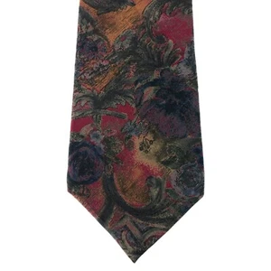 Court House Square 100% Silk Mens Tie Necktie Multicolor Floral Theme Vintage - Picture 1 of 6