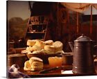 Chariot à biscuits et à café sur mandrin toile art mural imprimé, café et thé maison