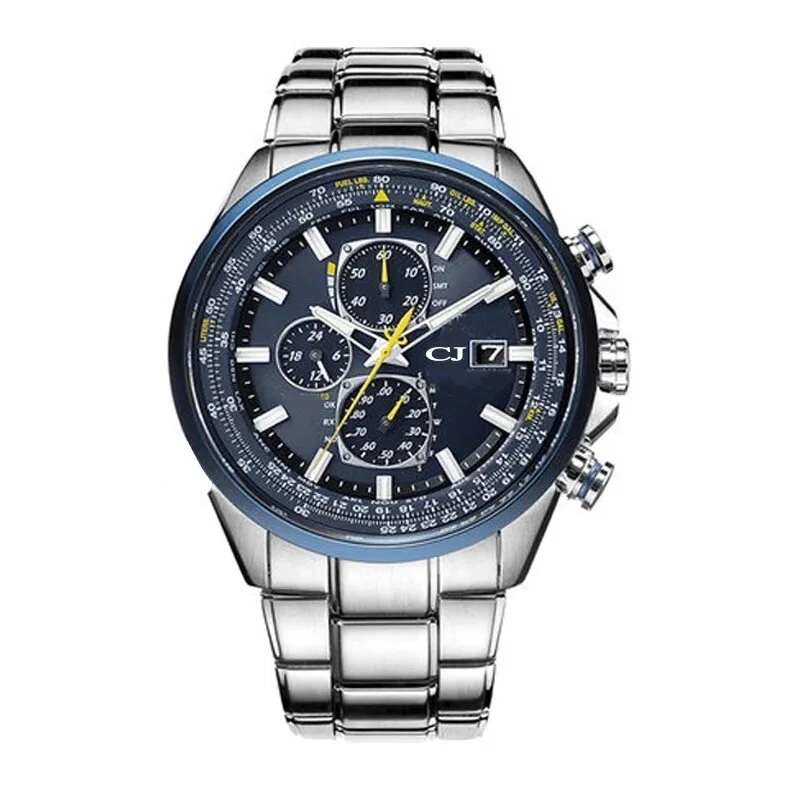 Men Luxury Japanese Brand Eco Drive Quartz Business Chronograph Watch Waterproof - Image 1 of 4