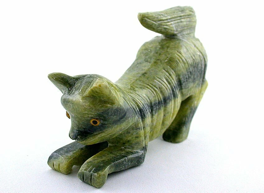 123,6 gramas 3 1/10 x 2 1/4 polegadas esculpida natural para gatos serpentina EBS101 - Imagem 1 de 3