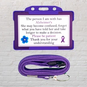 Alzheimer’s Carer Hidden Disability Awareness Card & Lanyard - Picture 1 of 5