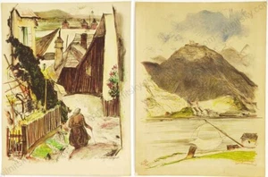 Igo Poetsch (1884-1943) "Kahlenbergdorf by Vienna", Two Color Lithographs (1) - Picture 1 of 4