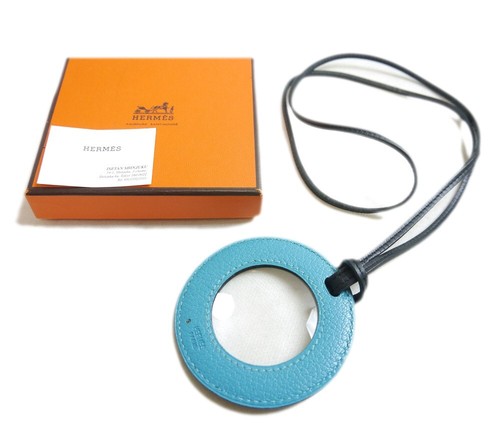 HERMÈS Autentica collana Hermes Lente d'ingrandimento vintage in pelle #4213