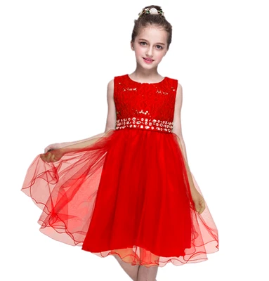 Precioso Vestido de Noche Boda Flor Niña Lentejuelas Cristal Brillante Cintura Foto 1 de 4