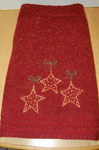 SANTENS NAVIDAD VACACIONES BORGOÑA CON ESTRELLAS Y LAZOS Y BRILLO TOALLA DE BAÑO VINTAGE - Imagen 1 de 2