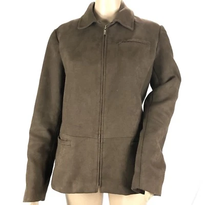Jones Wear Women's Jacket Size 6 Zip Up Pockets Brown Soft Faux Suede Lined - Image 1 of 4