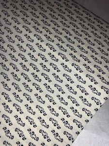 3 Meter Elfenbein/Schwarz Autos Druck 100% Reine Baumwolle Stoff 45" Breit Kleid Handarbeit - Bild 1 von 4