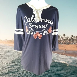ARIZONA JEANS T-Shirt Junior Size S California Original Blue 3/4 Sleeve Beach - Picture 1 of 10