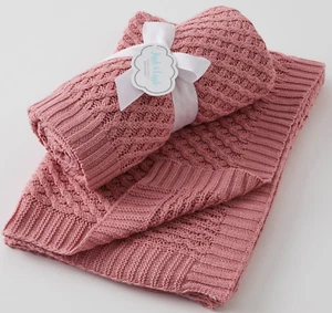 BABY BLANKET cot pram cover bassinette throw tummy time knit knitted gift NEW - Bild 1 von 2