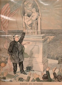 1893 Color Print McKINLEY AND PROTECTION Statue Chicago World's Fair Art Young - Picture 1 of 9