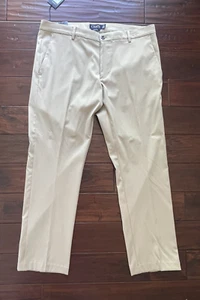 NWT Chaps Performance Pants Mens 38x32 Tan Khaki Chino Stretchable Golf $65 - Picture 1 of 11