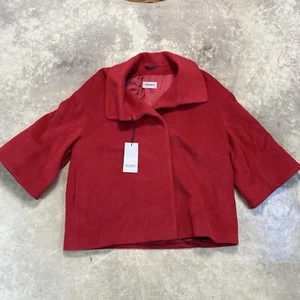Cinzia Rocca Coat Womens 12 Red Wool Cashmere Blend Short 3/4 Sleeve - Picture 1 of 13