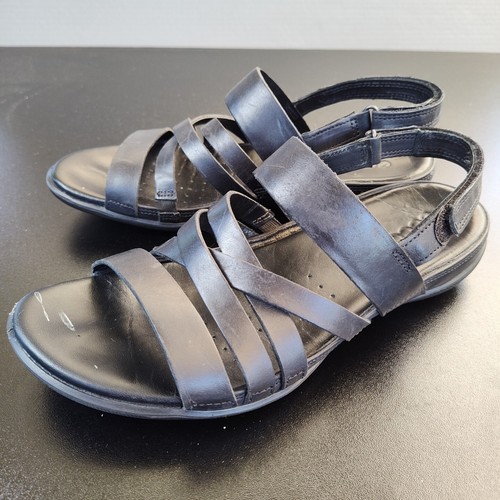 Sandali donna Ecco in pelle nera taglia US 7 EU 38