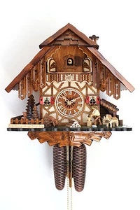 cuckoo clock black forest 8 day original german wood chopper new - Picture 1 of 6