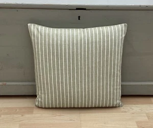 Hand made Decorative Imprint ticking Stripe Sage Green cushion cover - Picture 1 of 1