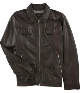 Tasso Elba Mens Leather Motorcycle Jacket, Brown, XX-Large - Picture 1 of 1