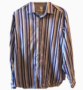 Bugatchi Uomo Men's Classic Fit Long Sleeve Button Down Flip Cuff Shirt Size L - Picture 1 of 5