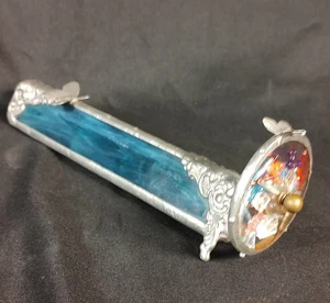 Caleidoscopio de vitral de colección, rueda con joyas, barril triangular con patas - Imagen 1 de 21