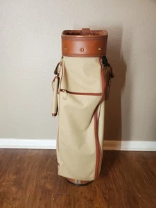 Vintage Knight Beige With Leather Trim Golf Bag 6 Way Divider - Picture 1 of 10