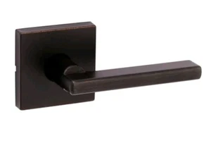 Kwikset 155MIL SQT 11P Milan Square Rosette Privacy Door Lever in Aged Bronze - Picture 1 of 9