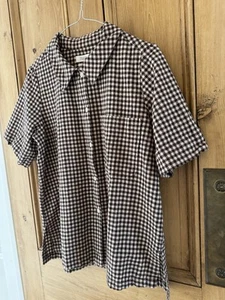 Toast Brown Gingham 100% Cotton Blouse Size M - Picture 1 of 13