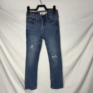 Abercrombie Kids Jeans Boys Size 7/8 Skinny Medium Wash Distressed Adjustable - Picture 1 of 4