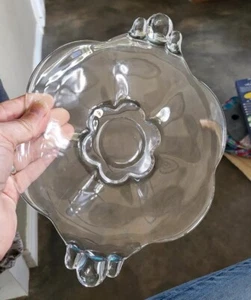 Vintage Duncan Miller "Canterbury" 8" Handled Serving Plate Floral Clear Glass - Picture 1 of 4