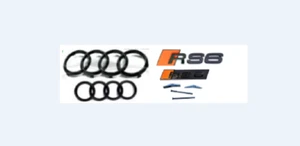 Orange Black 273mm Front & 192 Rear Rings & RS6 Rear & Grille Emblems for AUDI - Picture 1 of 1