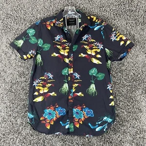 Denim & Flower Herren M Mehrfarbig Blumen Kurzarm Knopfleiste - Bild 1 von 10