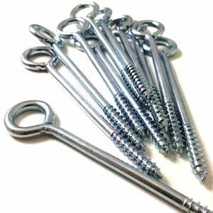 Pack Of 20 Heavy Duty Vine Eye Screws Zinc Plated Screw Hook 100mm  - Picture 1 of 1