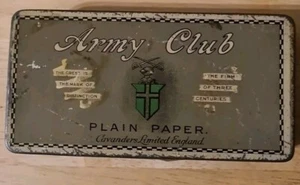 Vintage Army Club Plain Paper Green Shield Cigarette Tin Tobacciana Collectable - Picture 1 of 6