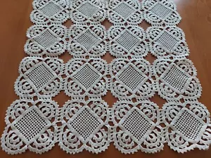 ANTIQUE Victorian Handmade Set of 3pc Tablecloth Runner Italian Lace Beige - Picture 1 of 16