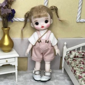 1/8 BJD Doll 16cm Ball Jointed Doll Girl Body with Full Set Outfit Wig Removable - Foto 1 di 10