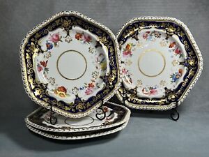 Beautiful Set of Four Ridgway Bone China 22cm Dessert Plates c1830 Pattern #1163