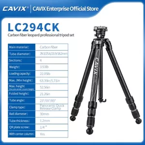 CAVIX LC-294CK Leopard Professional Tripod Kit with Ball Head - Black - Picture 1 of 15