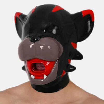 FURRJOI Silicone BDSM Red Tiger Mask Hood Headgear For Cosplay Party Costume - Image 1 of 4